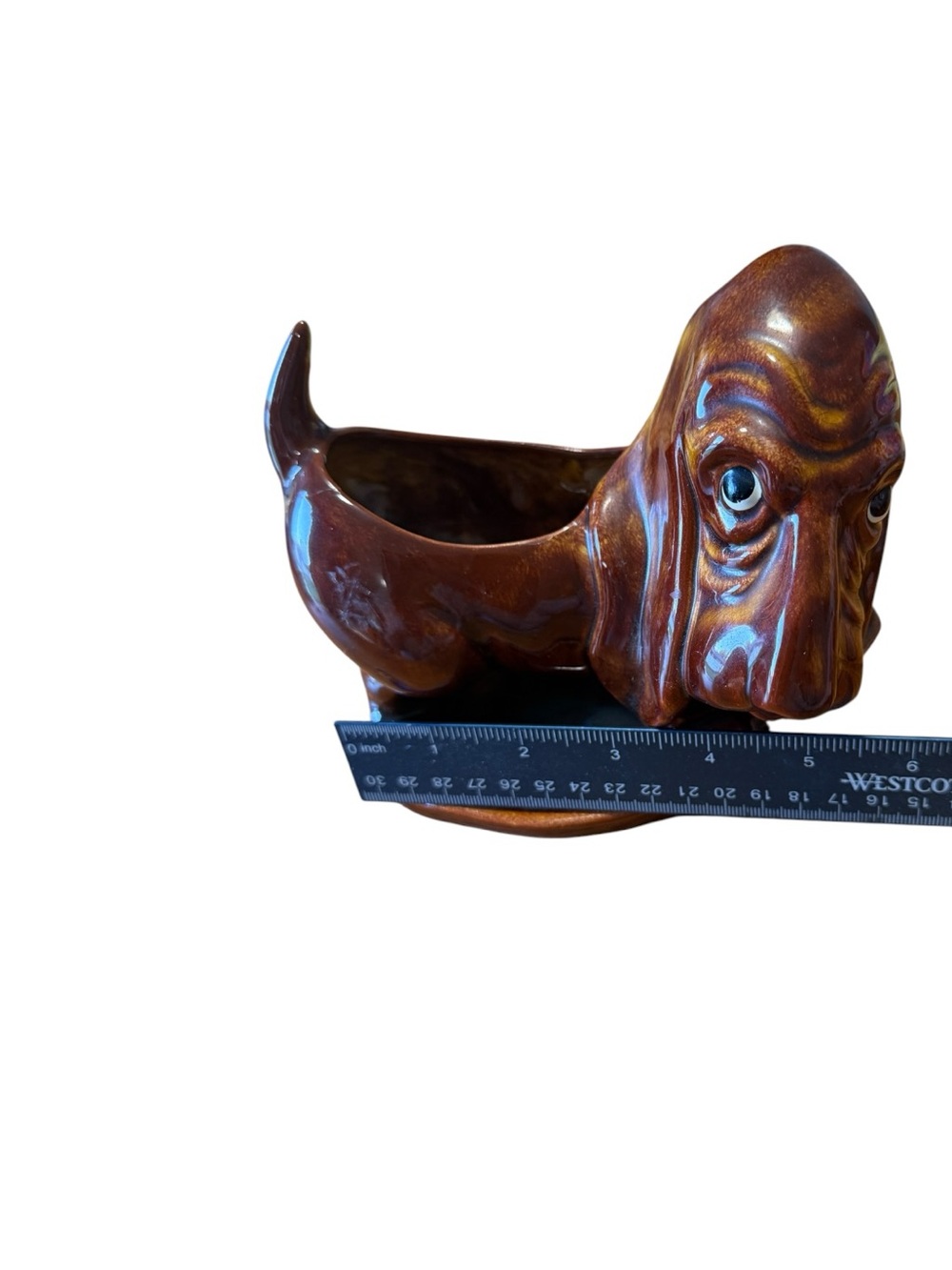 McFarlin Hickok Brown Basset Hound Puppy Dog Planter Ceramic Mid-Century Wear - Picture 9 of 10
